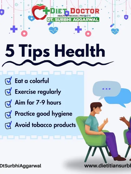Here are five simple tips for better health. Eating a colorful diet ensures a variety of nutrients, while regular exercise, adequate sleep, and good hygiene form the pillars of well-being.