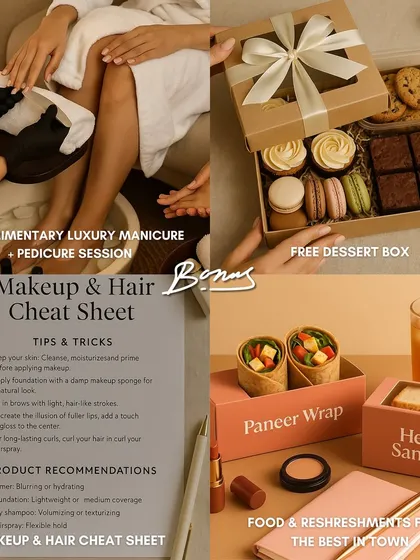 My classes are a whole vibe! It's not just about learning; it's about the experience. You get detailed cheat sheets, yummy food and refreshments, and amazing goodies to take home. It’s a full-on pamper and learning session.