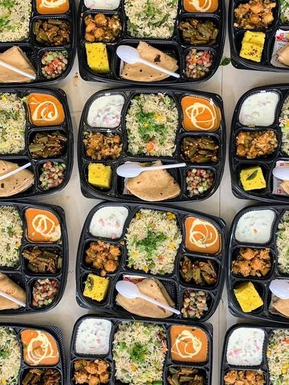 A beautiful array of ready to eat meals served for an office Diwali party. It makes me so happy to see my food being a part of your celebrations.