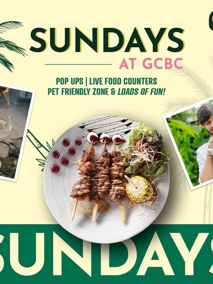 Another poster for our Sunday events, showcasing the food, drinks, and pet-friendly fun that awaits.