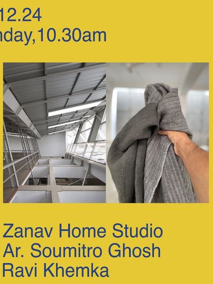 An announcement for a design walk and talk at the Zanav Home Studio. We enjoy sharing the stories behind our projects and engaging in conversations about the evolving nature of architecture and design.