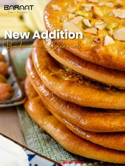 Indulge in the royal flavors of my Badaam Sheermal, a decadent bread topped with almonds, where tradition meets luxury.