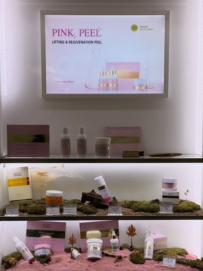 The Pink Peel, a lifting and rejuvenation peel from Theraderm. My training in Seoul covered the unique botanicals and exosomes used in these advanced Korean protocols.