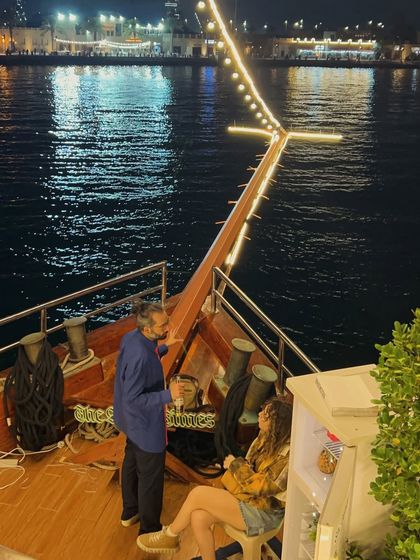 On the dhow in Dubai for the Karak Sounds event. The setting is just as important as the music, and we create experiences in stunning locations.