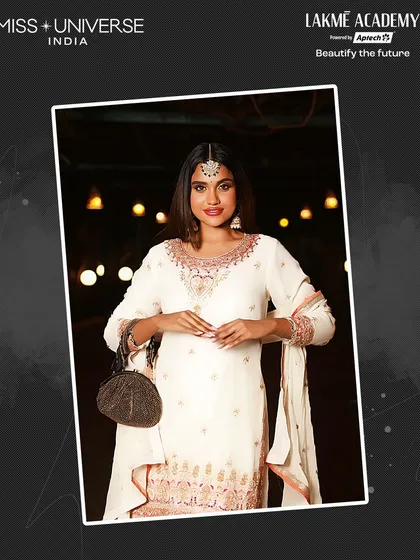 A closer look at one of the elegant styles from the Sufi Night, crafted by my students. Notice the soft glam makeup and traditional maang tikka, perfectly suited for the event's theme.