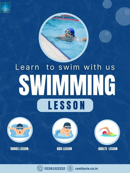 We believe swimming is a life skill for everyone. This graphic outlines our specialized swimming lessons, with dedicated programs for babies, kids, and adults, ensuring a perfect starting point for any age or skill level.