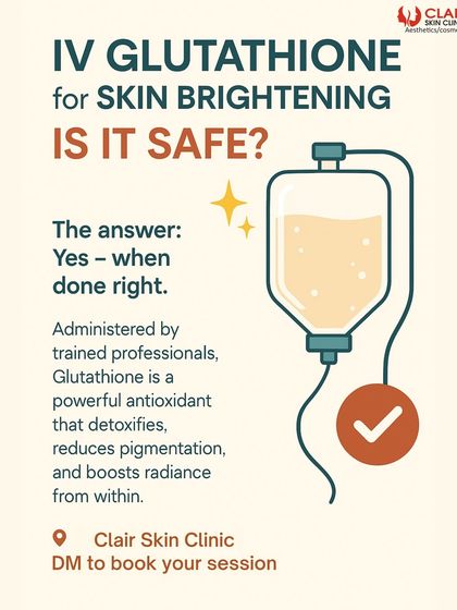 Is IV Glutathione for skin brightening safe? Yes, when administered by our trained professionals. It's a powerful antioxidant that detoxifies and boosts radiance from within.