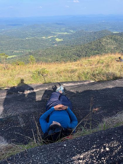 Lying on a rock and gazing at the sky, a perfect way to relax.