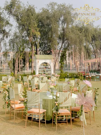 A circular seating arrangement, creating a more intimate and conversational space for guests.