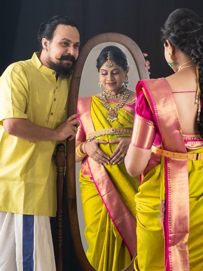 Such a sweet and creative maternity shoot concept. I provided a soft, traditional makeup look that felt natural and beautiful for this memorable photo with her partner.