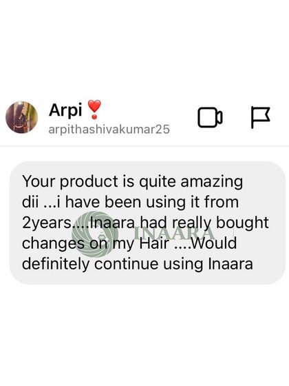 A loyal client of two years who has seen real changes in her hair and plans to continue using Inaara.