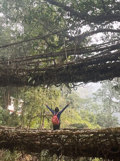 Jobs fill your pockets, but adventures fill your soul. Standing on the incredible Double Decker Living Root Bridge in Nongriat, Meghalaya, a UNESCO World Heritage site.