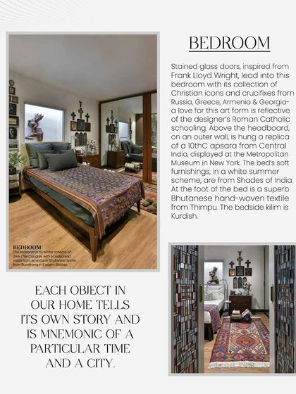 The bedroom from our Courtyard Home feature in Livingetc. The article notes how "each object in our home tells its own story and is mnemonic of a particular time and a city."