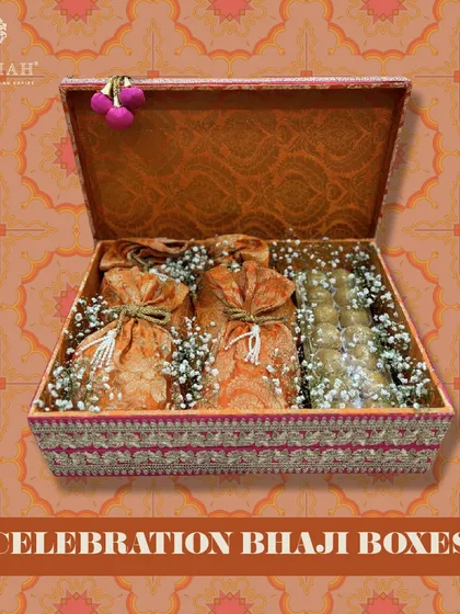 A full view of the Celebration Bhaji Box, showcasing its generous size and beautiful presentation.