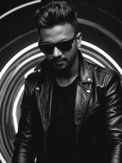 This shot captures the vibe of my work. Whether I'm producing high-energy Bollywood remixes as DJ More or exploring deeper sounds as B40, it's all about the music and the energy.