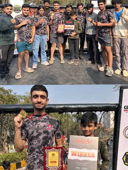 Jatin Verma after his dominant three-round victory. His relentless ground and pound and takedowns left no doubt about who won the fight.