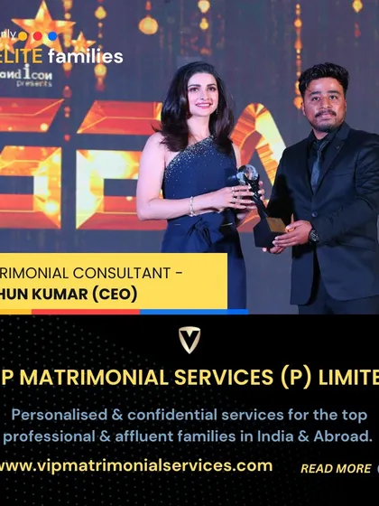 It is an honor to be recognized for my dedication to creating meaningful connections. As the CEO of VIP Matrimonial Services, receiving this award reinforces my commitment to providing a personalized and confidential service for affluent families in India and abroad.