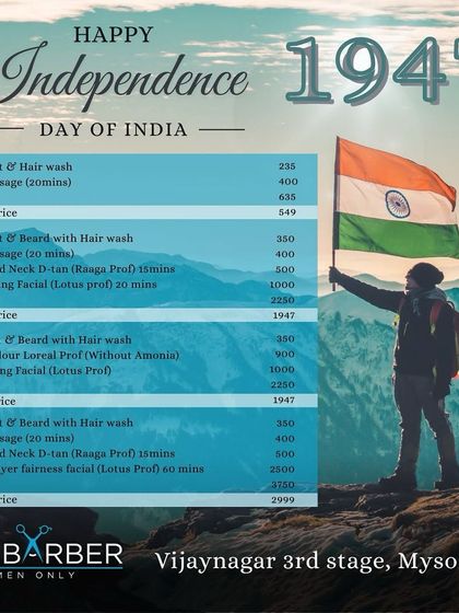 To celebrate Independence Day, we offered special grooming packages. Keep an eye out for our festive offers that combine top services like haircuts, beard trims, and facials at a great price.