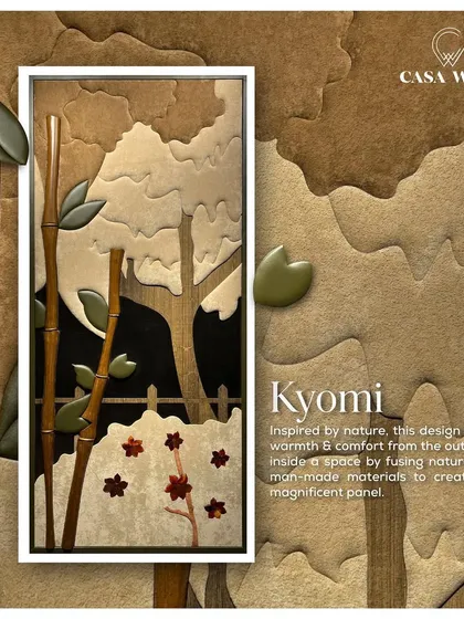 The 'Kyomi' panel is an amalgamation of human and natural elements. Inspired by nature, this design brings the warmth and comfort of the outdoors inside by fusing natural and man-made materials.
