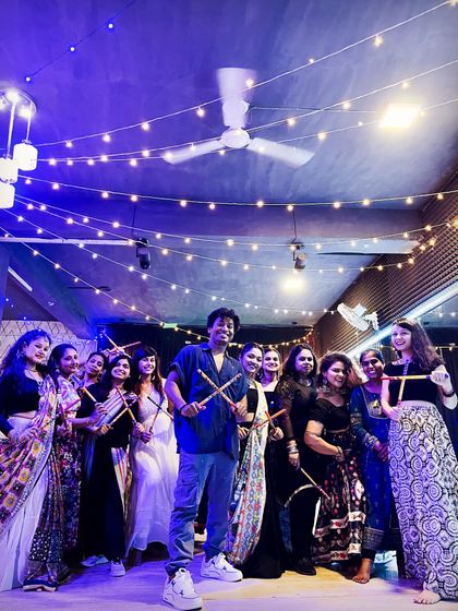Our ladies' batch celebrating Navratri with a Dandiya session. We love to bring festive fun and cultural traditions into our studio.