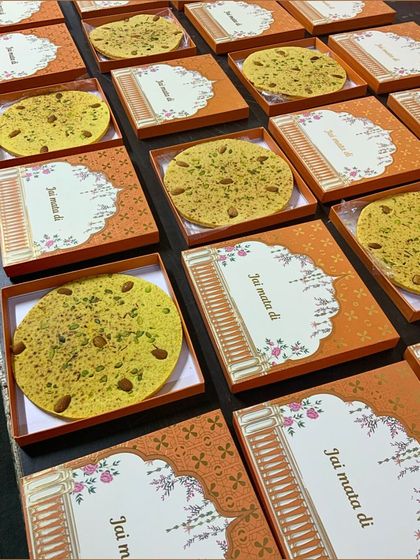 A large order of our Badaam Roti hampers, ready for a special celebration. The combination of traditional taste and elegant packaging makes it a popular choice.