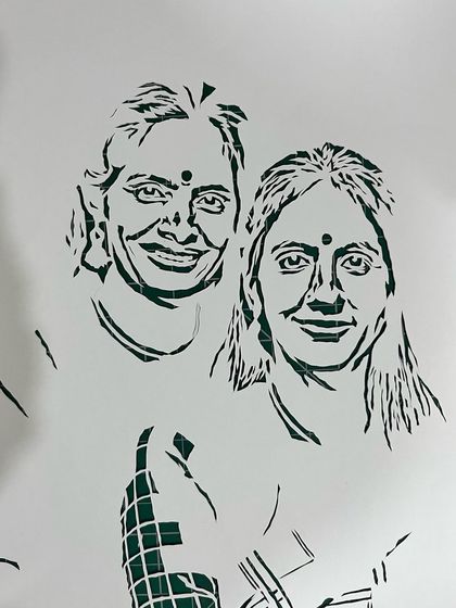 A close-up of the faces in the Ranjani-Gayatri portrait. My goal is always to capture the emotion and personality of the subjects.