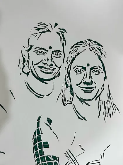 A close-up of the faces in the Ranjani-Gayatri portrait. My goal is always to capture the emotion and personality of the subjects.