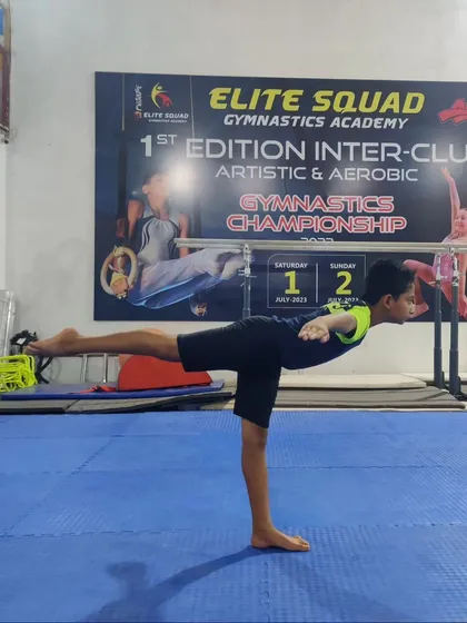 Holding a steady arabesque requires focus and core strength. This student shows great form during our basic skills correction session.