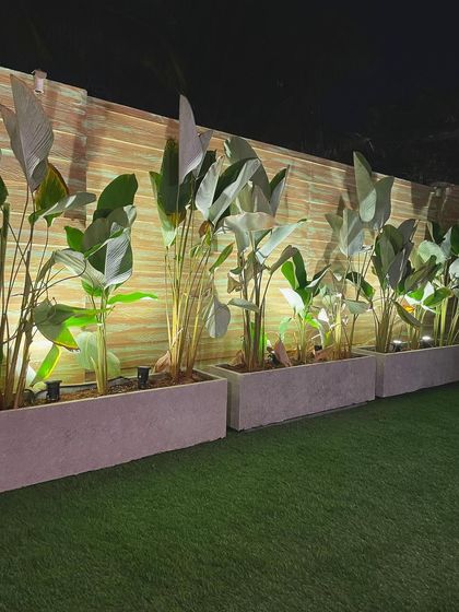Creating a private paradise. Our versatile rectangular concrete planter boxes are used here to form a lush, green boundary, offering privacy and a tropical feel to this stunning poolside suite.