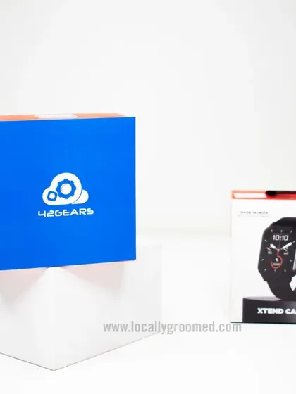 A smartwatch from boAt, presented in a custom-branded box for 42Gears. Pairing quality retail products with custom packaging is a great way to elevate your gift.