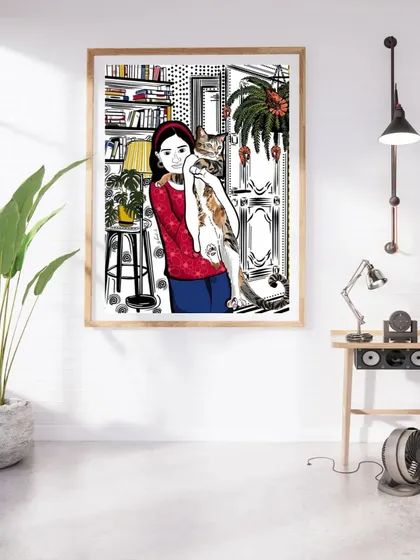 Here’s how a custom illustration can look in your home. I provide high-quality digital files, ready for you to print and frame, turning your personal story into a beautiful piece of wall art.