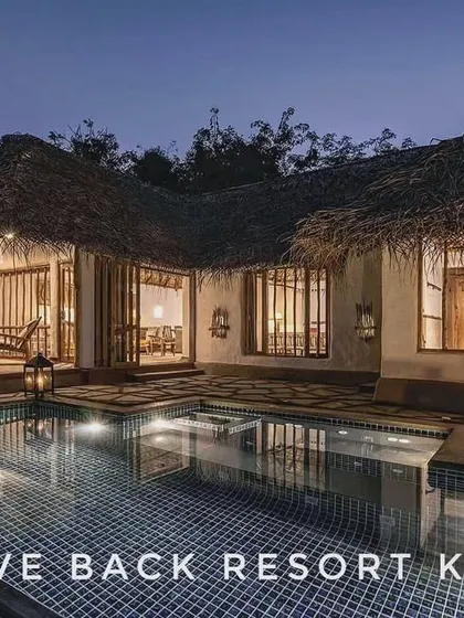 The private pool villa at Evolve Back Resort in Kabini, a perfect example of vernacular luxury that blends tribal village aesthetics with five-star comfort.