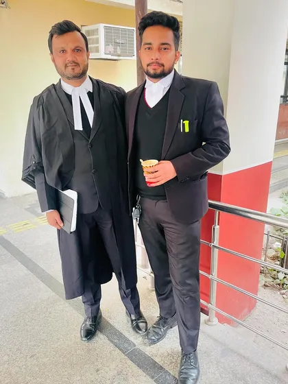 With my senior, Mr. Rukban Tyagi, at the Delhi High Court. Learning from experienced mentors is a crucial part of growing as a lawyer, and I value these professional relationships.
