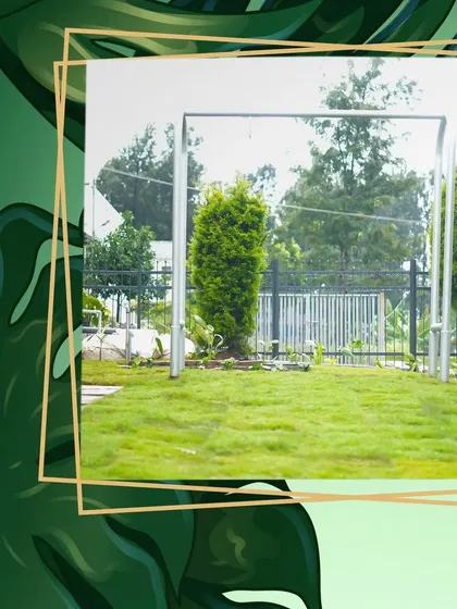 A graphic overlay on one of our completed projects, celebrating the transformation into a beautiful outdoor garden.