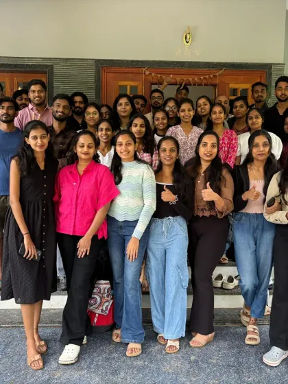 The group posing outside their homestay before heading out. We ensure our accommodation is clean, comfortable, and welcoming.