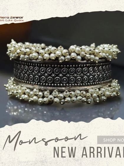 This is my monsoon new arrival, the pearl ghungroo bangle. It's an aesthetic and timeless piece that adds a touch of glam to any look.