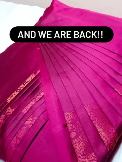 And we are back. This magenta saree is ready to be pleated.