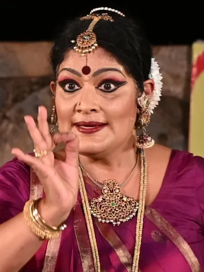 Every expression, or bhava, tells a story. This close up from a performance at Sunder Nagar Nursery captures the intensity and focus required to convey complex emotions through the subtle art of abhinaya.