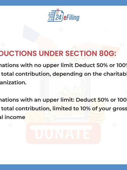 Deductions under Section 80G can be 50% or 100% of the contribution amount. Some donations have no upper limit, while others are limited to 10% of your gross total income.