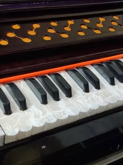 For musicians on the move, we offer this high-quality folding harmonium. It features a double reed setup and a coupler, providing rich, sustained notes without compromising on portability.