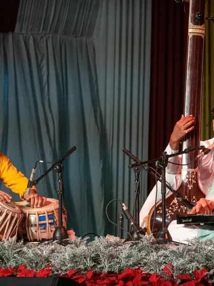 A moment of musical exchange with Guruji Padma Bhushan Pandit Ajoy Chakraborty ji during a vocal recital in Hyderabad. Accompanying a vocalist of his stature is a profound lesson in itself.