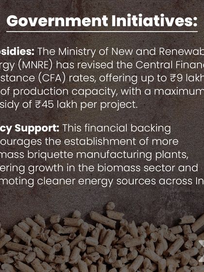 We help clients leverage all available government initiatives. This graphic explains the Central Financial Assistance (CFA) rates for biomass projects, offering up to ₹9 lakh per ton of production capacity, a key incentive we help secure.