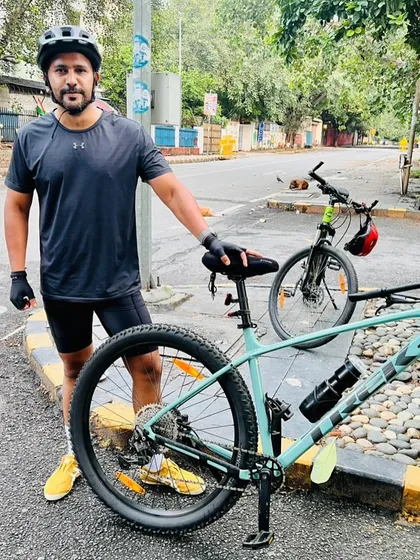 A member posing with his sleek Trek mountain bike. We have a wide variety of bikes in our group, from road bikes to MTBs.