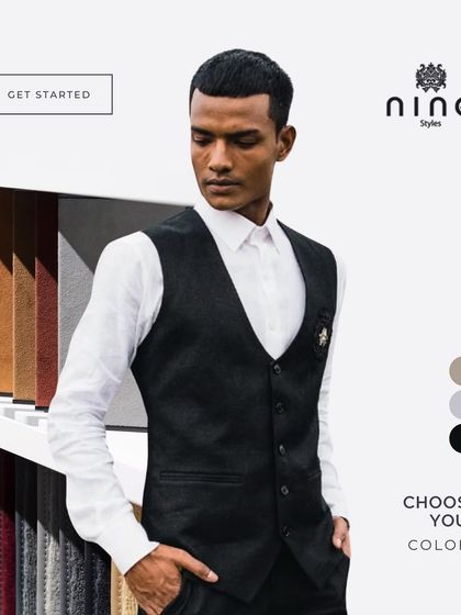 A client trying on a classic waistcoat in our studio. With a library of fabrics behind him, he can choose his colors and we can tailor the piece to his exact specifications.