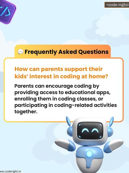 I often get asked how parents can support their child's interest in coding at home. I suggest providing access to educational apps, enrolling them in classes like mine, or participating in coding-related activities together.