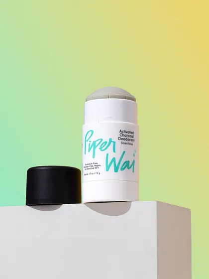 A minimalist shot of a deodorant stick against a cool gradient background. This image shows how we can use simple post-production techniques to create a vibrant and modern look.