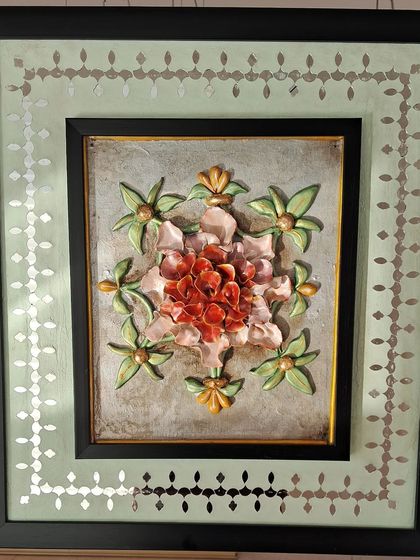 A beautiful 3D floral artwork with mirror embellishments from the 'Aaina' collection.