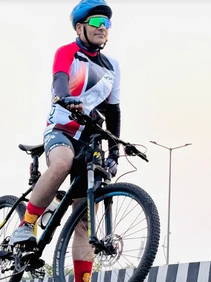 A member looking confident with his mountain bike. We welcome all types of bikes and terrains.