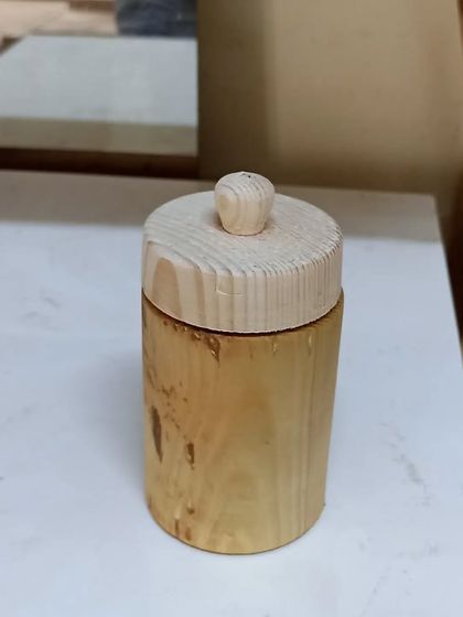 The completed turned wooden box. This simple, functional object was a great exercise in learning to use the lathe.