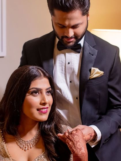 An intimate and romantic shot of the couple.